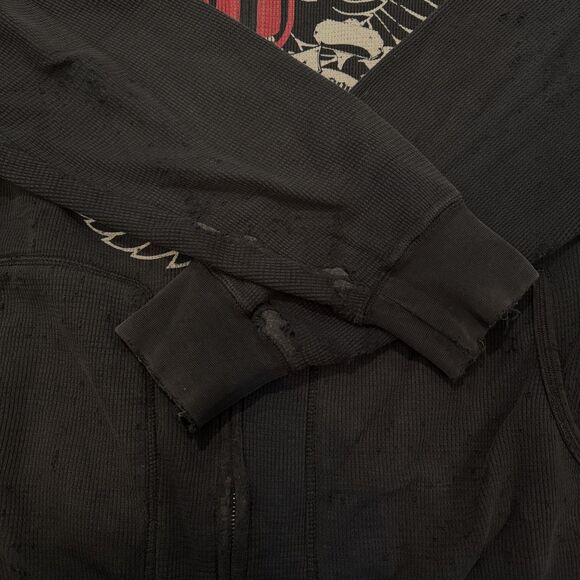 Icon Motosports Hoodie Mens XLBlack Zip Up Graphic Eagle Biker Y2K Grunge Skater - Picture 6 of 10